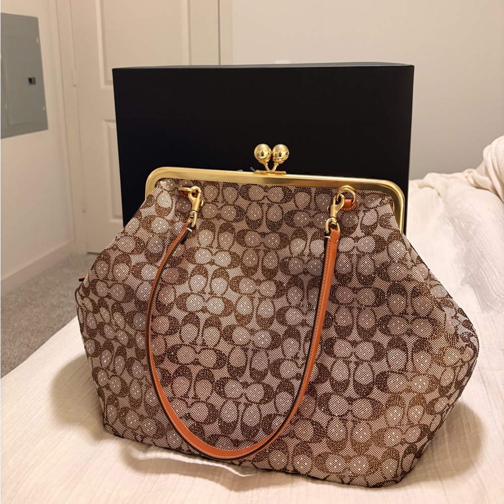 Coach Brown and Gold Shoulder Bag